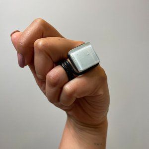 Handmade Chilean Oversized Statement Ring Black and White